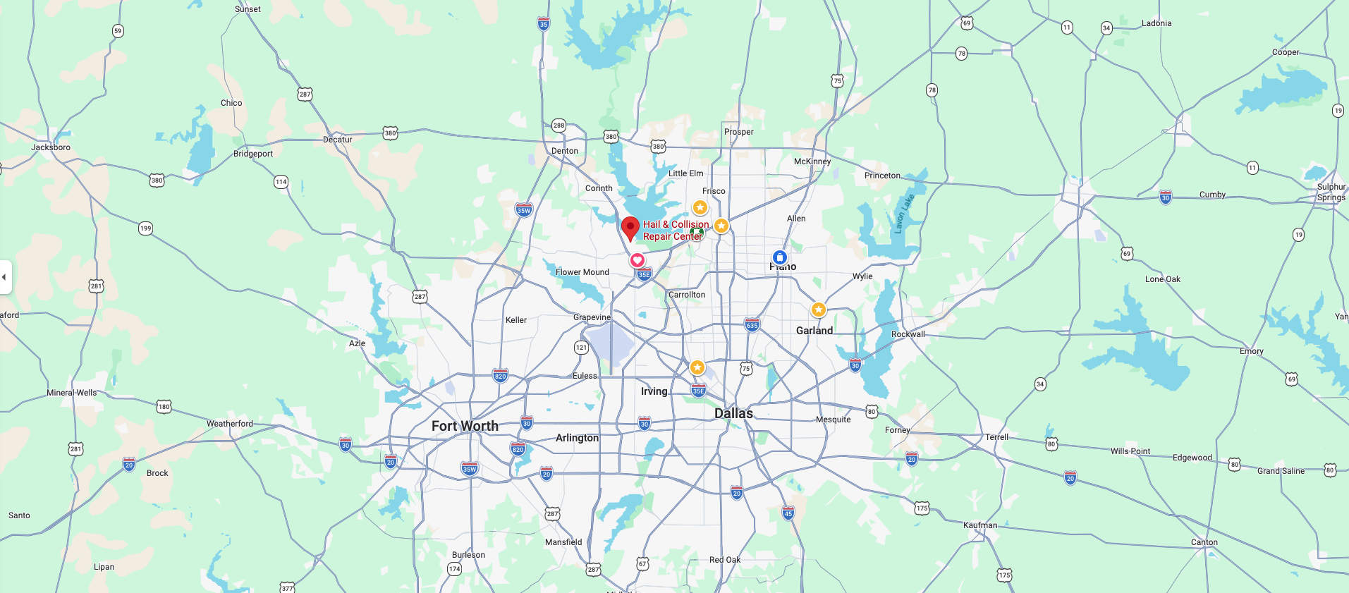Hail and Collision Repair Center Map